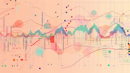 Fototapete - A detailed graph with multiple data points and trend lines, illustrating complex data analysis in a business setting.