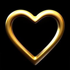 Old 3D heart outline icon on black background symbolizing love and luxury