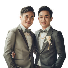 LGBTQIA couple wedding on transparent png background