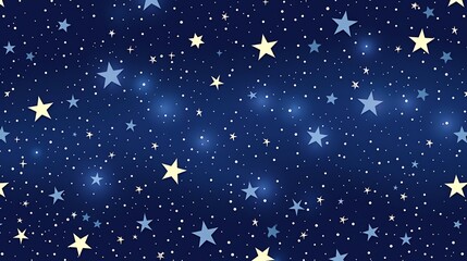 Wall Mural - a seamless pattern of stars on a dark blue background.
