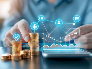 Wall Mural - Business & Finance: Abstract Background for Finance, Business, Accountancy, Investment, Market, and Website Banner.
