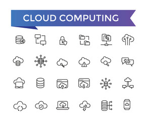 cloud computing line icons set with editable stroke collection for web and ui. line icons pack. vect