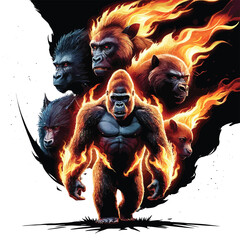 Animals with the power of blazing fire gorilla
