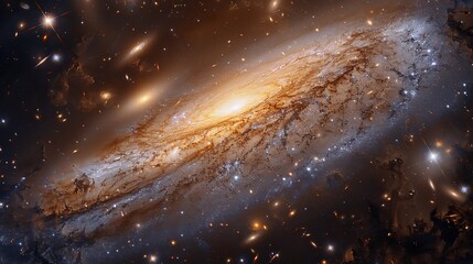 Wall Mural - expansive galaxy with swirling arms of stars and interstellar clouds generative ai