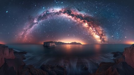 Wall Mural - breathtaking shot of the milky way galaxy, with vibrant cosmic dust and bright stars generative ai