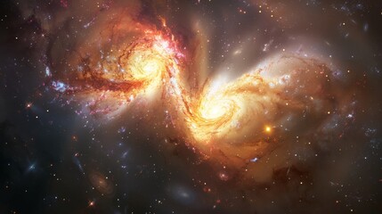 Wall Mural - galaxy merging with another, creating a spectacular display of cosmic activity generative ai