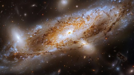 Wall Mural - galaxy merging with another, creating a spectacular display of cosmic activity generative ai