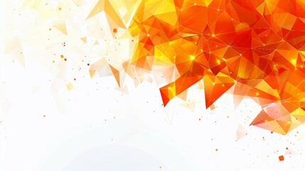 Wall Mural - Bold Red-Orange Abstract Triangle Background with Bright Banner for Text Placement