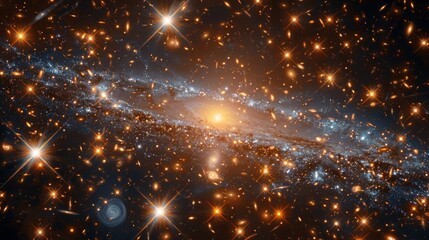 Wall Mural - elliptical galaxy surrounded by countless stars and distant nebulae generative ai