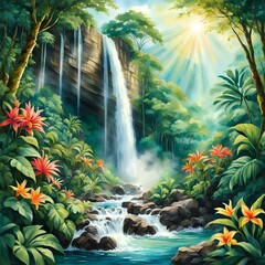 waterfall in jungle