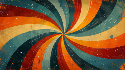 Sticker - Retro Swirl Background with Warm Colors