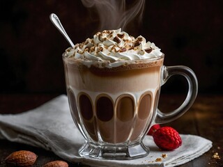 Wall Mural - Elegance in Every Sip. A Frosted Hazelnut Mocha Masterpiece