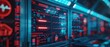 © JK_kyoto - A minimalist cyber medical scene with glowing holographic monitors and sleek digital equipment with copy space