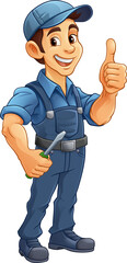 Poster - Electrician Handyman Screwdriver Cartoon Mascot