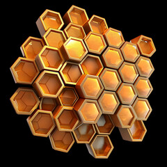 Honeycomb pieces. Honey slices isolated on transparent and white background