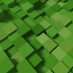 3d blocks grass mud video game voxel render