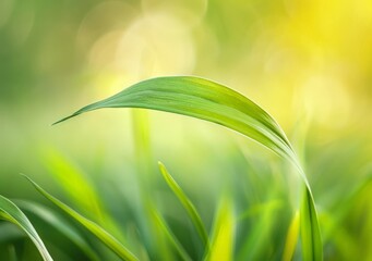 Wall Mural - Vibrant Green Leaf in Blurred Field