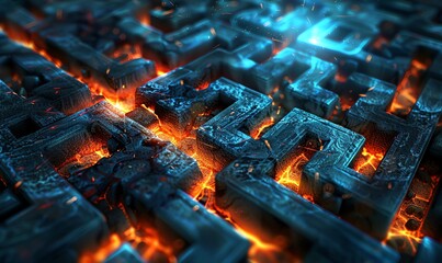 Wall Mural - Fiery Steel Grid