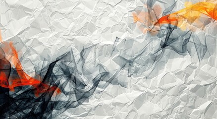 Poster - Abstract Art: Fluid Orange and Black Design on White Textured Background