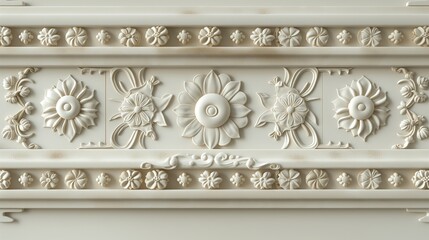  white ornate molding with floral motifs
