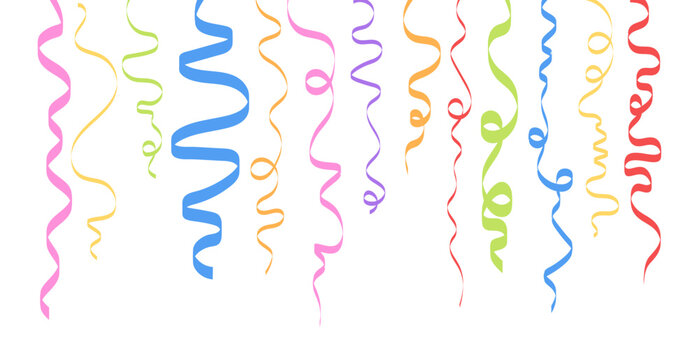 Colorful ribbon serpentine confetti banner greeting card party decoration design vector
