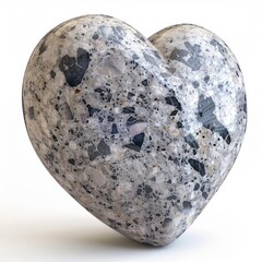 Wall Mural - Stone Heart, Polished Granite Heart, Pebble Love Symbol 3d Imitation, White Background