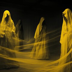 Canvas Print - a group of women dressed in yellow veils