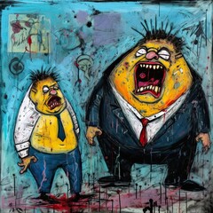 Wall Mural - a painting of two men in suits and ties