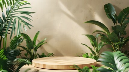 Wall Mural - Wooden Platform with Tropical Plants