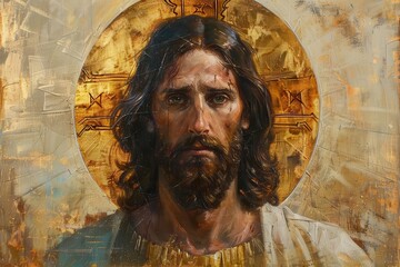 Sticker - jesus christ savior of humanity divine portrait painting