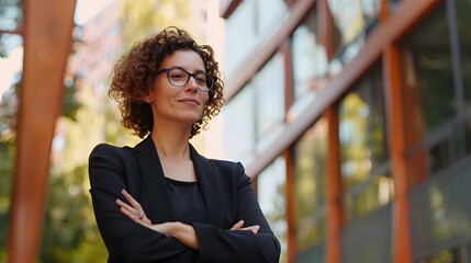 Professional architect woman standing outdoors. 