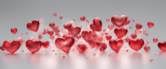 Wall Mural - 3d red heart element set on transparent background