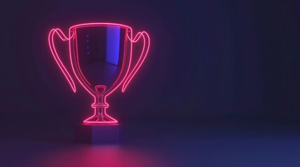 Wall Mural - a minimalist cyber winner banner featuring a glowing neon trophy and sleek digital graphics with cop