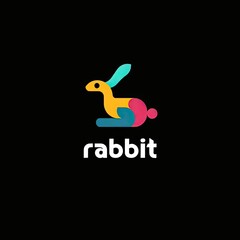 Sticker - a rabbit logo on a black background