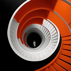 Sticker - a spiral staircase with a person standing in the center