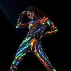 Sticker - a woman in a disco outfit with lights on her body