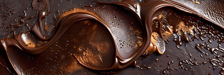 dark chocolate with brown peanut butter swirl ice cream texture close up