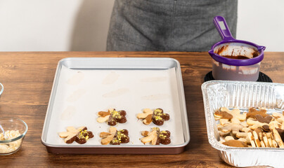 Poster - Making Holiday Star Cookies, Chocolate-Dipped with Pistachio Topping