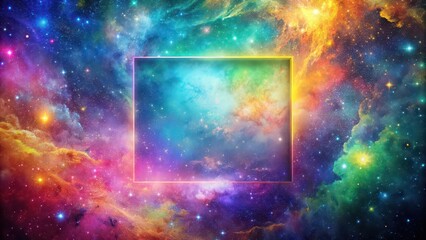 Wall Mural - vibrant abstract background with cosmic and nebular elements next to a solid color square, abstract,