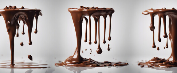 Set of delicious melted chocolate splashes cut out