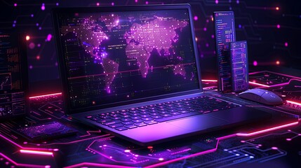 illustration vector, Software development coding process concept. Programming, testing cross platform code, app on laptop, tablet, phone. Create, editing script desktop and mobile devices. Technology 