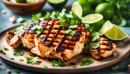 Wall Mural - Homemade Grilled Chipotle Chicken Breast with Cilantro and Lime
