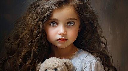 Wall Mural - A beautiful little girl with long hair