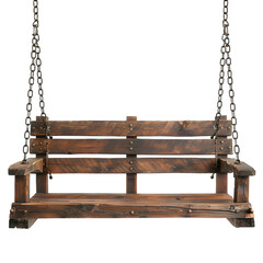 Image of a vintage wooden swing captured in isolation, png format with alpha transparency