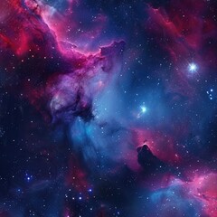 Galaxy Seamless. Night Sky with Colorful Nebula and Stars for Galactic Graphic Design