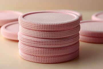 Wall Mural - Pink stack of small round objects