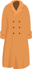 Wall Mural - Long orange coat hanging on white background, perfect for staying warm in winter