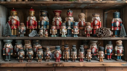 Poster - Arrange a collection of vintage-inspired nutcrackers and wooden figurines on shelves and mantles for a charming touch of nostalgia.