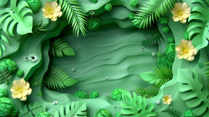 Wall Mural - Colorful gradient fluid flow shape background, abstract background with leaves, modern background in luxury liquid