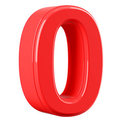 Red 3D Number 0